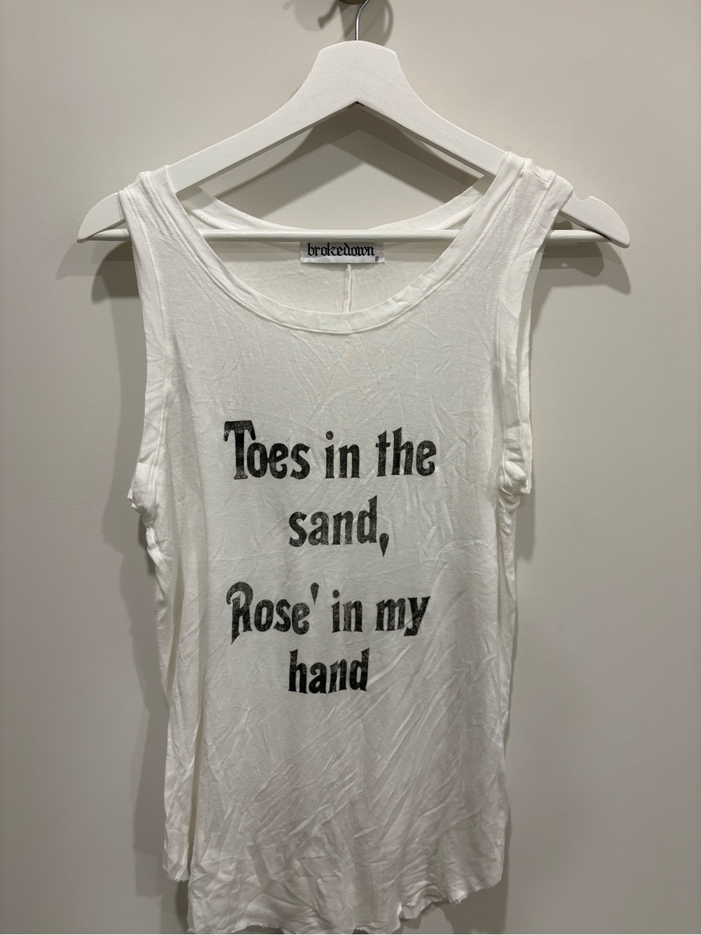 Brokedown White Graphic Tank - 'Toes in the Sand'